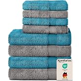 Komfortec 8 Piece Towel Set | 4 Bath Towels 70 x 140 cm and 4 Towels 50 x 100 cm, 100% Cotton, Soft and Highly Absorbent, OEK