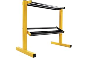BalanceFrom 2-Tier Easy-Grab Dumbbell Rack Multilevel Weight Storage Organizer for Home Gym, 600-Pound Capacity, Yellow/Black