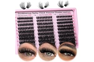 Goddvenus Fluffy Cluster Lashes Individual Eyelashes 300pcs Volume Russian Lash Clusters Wispy Lashes Individual Cluster Eyelashes D Curl Lash Extensions for DIY at Home