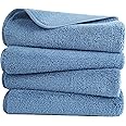 POLYTE Quick Dry Lint Free Microfibre Hand Towel, 40 x 76 cm, Set of 4 (Blue)