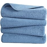 Polyte Microfiber Quick Dry Hand Towel 330 gsm, 16x30 in | 4 Pack, Oversized, Lint-Free, Hanging Loop