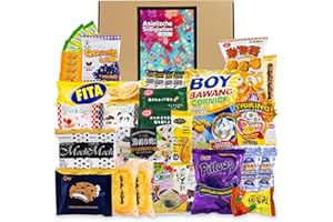 GETDIGITAL Asiatische Süßigkeiten Box mit über 30 Snacks - Asia Candy Mix mit Chips, Schokolade, Crackern und Keksen aus Korea, Taiwan, Japan, China, Thailand, Indien uvm. - Probierbox Spezialitäten aus Asien