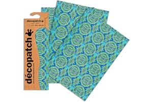 Décopatch - Ref C388O - Blue & Green Mosaic Print Paper Pack - Each Sheet 30 x 40cm, Pack of 3 Paper Sheets - Best Used With Décopach Glue & Varnish, Blue & Green