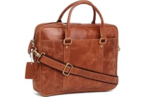 Hudson & James - Leather 13" Laptop Designer Genuine Real Napa Handmade Unisex Cross Body Everyday Crossover Work iPad Shoulder Messenger Bag