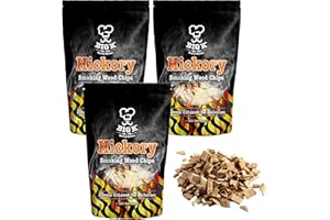 TOPLINE Big K Hickory Smoking Wood Chips - Pack of 3 Natural BBQ Smoker Wood Chips 400g Bags with Thank You Card for Smoking, Grilling, Barbecuing Meats.