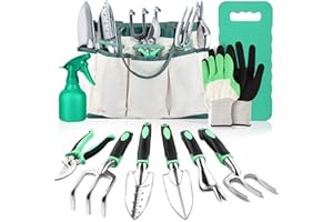 LBSTP Gardening Hand Tool Gift Kit Gardening Gifts for Women & Men 10 Piece Heavy Duty Garden Tool Sets Garden Tools Bag for Women & Men Easy Storage