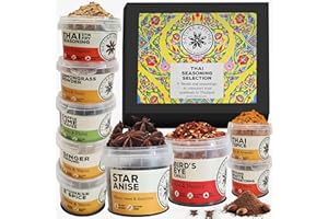 Nature Kitchen Thai Gourmet Spice Seasoning Selection Mix Gift Set. 9X Gluten-Free Herbs and Spices for Cooking Recipes, Tom Yum, Noodles, Pad Thai. Including Chilli, Kaffir Lime Leaves, Lemongrass