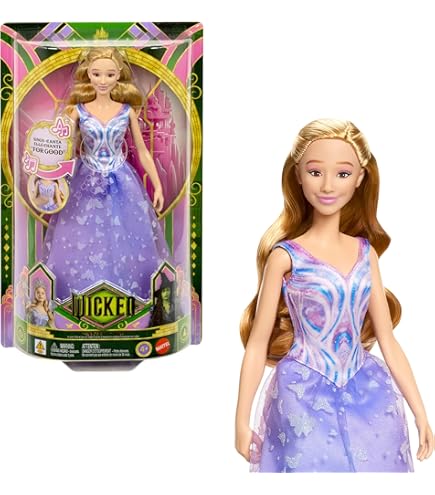 Mattel Wicked Elphaba HXY38 Luxe modepop en op film geïnspireerde accessoires met gevlochten haar, verschillende poses mogelijk