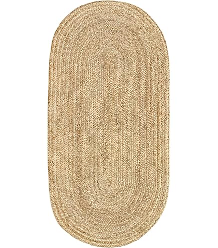 Second Nature Online - DHAKA Jute vloerkleed | 100% natuurlijke vezels | handgeweven | ethische handel | milieuvriendelijk (rond - diameter 90 cm