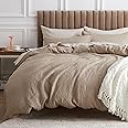Bedsure Cotton Duvet Cover Queen - 100% Cotton Waffle Weave Khaki Duvet Cover Queen Size, GentleSoft™ and Breathable Tan Bedding Set for All Season, 3 Pieces, 90"x90"