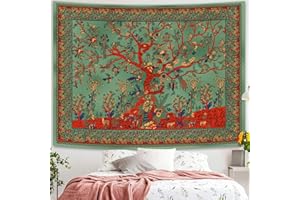 Simpkeely Tree of Life Tapestry, Aesthetic Indian Mandala Wall Hanging, Hippie Tie Dye Bohemian Tapestries Wall Art Décor for Bedroom, Dorm, Living Room 150cm x 200cm (Green)