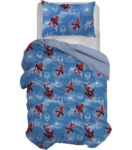Copripiumino Una Piazza Caleffi Spider Man Flash, 155x200+40cm, Con Federa Doppia Faccia 50x80cm - Tessuto In Puro Cotone Stampato