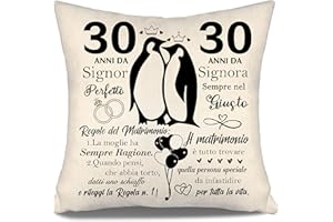 AOSUMIN 30 ANNI da Signor Perfetto 30 ANNI da Signora Sempre nel Giusto Regalo Anniversario di Matrimonio Copricuscini per Coppie Marito Moglie Genitori Nonni Amici Zia Zio Regalo 30° Anniversario(30-b)