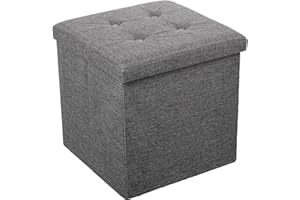 DRW Puf pegable con almacenaje 45x45x45 cm (Gris Oscuro Poliester)