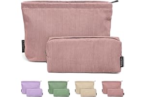 Kleine Make up Tasche für Frauen MAGEFY 2 Pcs Kleine Kosmetiktaschen Cord Schminktasche Reise Kosmetiktaschen Kleine Make up Tasche für Handtasche (Rosa)