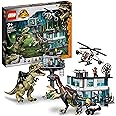 LEGO Jurassic World l’Attacco del Giganotosauro e del Terizinosauro, Dinosauri Giocattolo e 6 Minifigure, Giochi per Bambini 