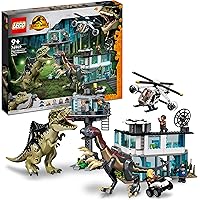 LEGO Jurassic World l’Attacco del Giganotosauro e del Terizinosauro, Dinosauri Giocattolo e 6 Minifigure, Giochi per Bambini 