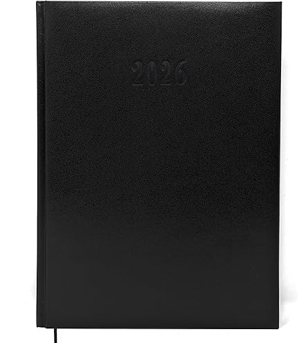Agenda 2026 Stylex - Format A5, Couverture Noire, Une Page Par Jour Ouvrable, Minuteur Intégré