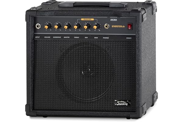 Amplificateur Guitare Soundking AK30 75 Watts - Égaliseur 3 Bandes - Haut-Parleur 8" - Sortie Casque & Entrée Pédale - Combo Idéal pour Débutants avec Coins de Protection Extra Robustes