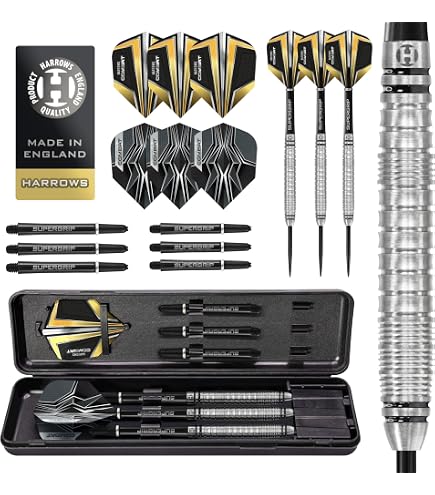 Fléchettes Harrows Combat 90% Tungstène 22g - Pointe Acier | Lot 17 Pièces Avec Étui & Accessoires