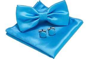 JEMYGINS Papillon Uomo Regolabile in Diversi Colori con Fazzoletto e Gemelli