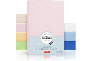 Julius Zöllner Prześcieradło frotte z gumką do łóżeczka dziecięcego i niemowlęcego, 60 x 120 cm do 70 x 140 cm, standard 100 by OEKO-TEX, różowe 1 sztuka (1 opakowanie)