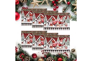 Purejoy Christmas Placemats sets of 6, Colorful Lanterns Table Mats for Xmas Table Decoration, Christmas Place mats Waterproof and Washable, for Xmas, Celebration Party