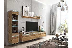 PIASKI Conjunto de Muebles de salón Vera I, iluminación LED Opcional, Juego de Muebles de salón, Distintos Colores (Wotan, con iluminación LED)