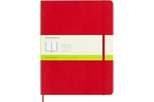 Moleskine Classic Plain Paper Notebook, Soft Cover and Elastic Closure Journal, Color Scarlet Red, Size Extra Large 19 x 25 A4, 192 Pages