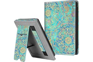 FINTIE Funda Vertical para Kobo Clara HD - Carcasa de Cuero Sintético con Bolsillo para Tarjeta y Correa de Mano Función de Soporte y Auto-Reposo/Activación, Jade