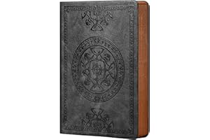 CAGIE Journal for Men, Daily Journal Notebook – 288 Lined Pages, Leather Soft Cover, 180° Lay Flat Notebook, 5.7'' X 8.3'', Women Travel Diary & Gift,Vintage Antique Embossed Design