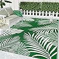 Cekene Patio Rugs for Garden Waterproof Green 150x245cm lightweight Outdoor Camping Rugs Reversible Plastic Straw Rug UV Resistant Area Floor Rug for Outside BBQ Deck Balcony Porch