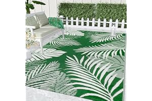 Cekene Outdoor Rugs for Garden Waterproof 150x245cm Green Reversible Plastic Garden Rug UV Resistant Outdoor Area Floor Mat for Outside BBQ Deck Balcony Porch