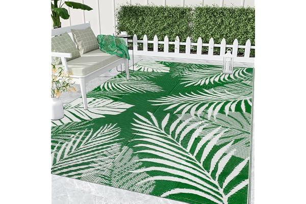 Cekene Tapis d'extérieur Terrasse Vert 150x245cm Imperméable Tapis de Sol Exterieur Plastique Tapis de Jardin Pliable Résistant aux intempéries aux UV Tapis pour Extérieur Balcon Plage Pique-Nique