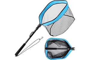 ‎FLISSA FLISSA Kescher Angeln, AngelKescher 82cm, Schwimmender Fischkescher Unterfangkescher gummiert Angelkescher, Fischernetz Klappbar, für Fliegenfischen, Kajak- oder Bootsangeln