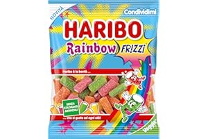 Haribo Rainbow Frizzi, Caramelle Gommose Frizzante Ripiena, Gusto Frutta, Ideale Come Regalo - 150gr