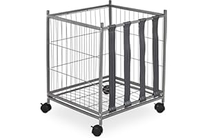 Relaxdays Carro para Pelotas, 4 Ruedas, Cesto Guarda Balones Fútbol, Baloncesto, Vóley, Metal, 60 x 50 x 45 cm, Gris, Acero