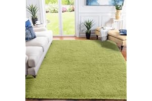 XSIVOD hochflor Wohnzimmer Teppich, Schlafzimmer Bettvorleger, Moderner zottelig flauschig weich Teppiche für Kinderzimmer Anti-Rutsch Unterseite waschbarer, 200x300 cm, Grün