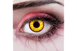 aricona Kontaktlinsen Kolorowe soczewki - czerwono-żółte soczewki kontaktowe - kryjące soczewki kontaktowe bez siły, na Halloween i imprezy kostiumowe