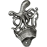 Hampton Nautisches K-9116-Silver antik g&uuml;m&uuml;ş d&ouml;kme demir Duvara monte Octopus şişe a&ccedil;acağı 15,2 cm &ndash; Vintage D&ouml;kme demir Deco