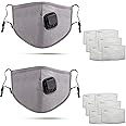 DualVertex Face Masks - Breathable Face Masks with Filter - Cotton Face Mask –Reusable Face Mask with Adjustable Ear Straps and Nose Wire – with Valve and Replaceable filters