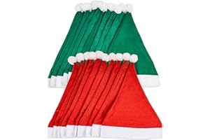 THE TWIDDLERS - cappelli da Babbo Natale rossi e verdi per bambini e adulti in maschera per feste natalizie - 32cm x 38cm
