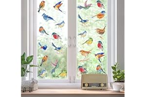 KAIRNE 23 Pezzi Uccello Adesivi da Parete,Acquerello Adesivi per Finestra Uccelli,Giardino Uccelli Adesivi Murali,Rimovibile Animale Stickers Murali per Camerette Bambini Soggiorno Asilo Nido Decorazioni