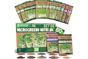 ZenGreens® - Graines germées bio en Kit de Nutri-Mix - Graines germées - 10 variétés de graines germées saines - culture facile en pot ou en terrine - Micrgreens Samen Mix - Lot de 10
