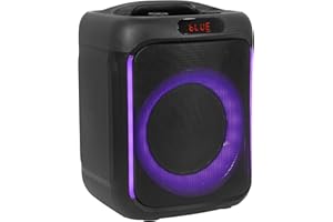 BOOMTONEDJ BoomTone DJ Cube 200 – Enceinte karaoké Portable 200W avec Bluetooth 5.0, lumière LED intégrée, Lecteur USB/SD, Batterie Rechargeable Lithium, Charge USB-C, compacte et Facile à Transporter.