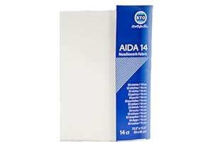 RTO Aida 14 Count Cross Stitch, 100% Cotton, White, 39 x 45 cm