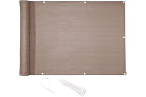 CelinaSun Brise-Vue Balcon 0,75 x 5 m HDPE Taupe Brise-Vue pour Balcon paravent bâche Jardin Balcon œillets Serre-câbles résistant aux intempéries