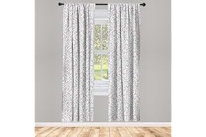 ABAKUHAUS Vintage ▾ Ensemble de 2 Panneaux de Rideaux, Primavera Sprigs Bacche, Traitement de Fenêtre Léger, 150 cm x 225 cm, Pallido Grigio Grigio Malva