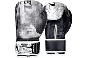 Velo Boxing Gloves Unisex DX Leather Pro Training & Sparring Muay Thai MMA- Heavy Punching Bag Focus Mitts Pads Ventilated Palm Multi-Layered- Grey 8-18 Oz