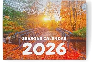 EVELAY Calendar 2026 Seasons UK - Spring Summer Autumn Winter Wall Planner, A3 When Open - Month to View with Large Day Boxes & Seasonal Scenery Photos